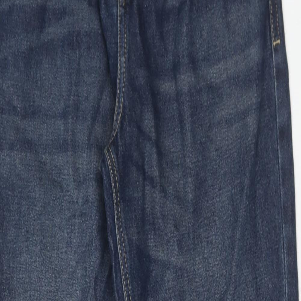 Marks and Spencer Boys Blue Cotton Straight Jeans Size 11-12 Years Regular Zip