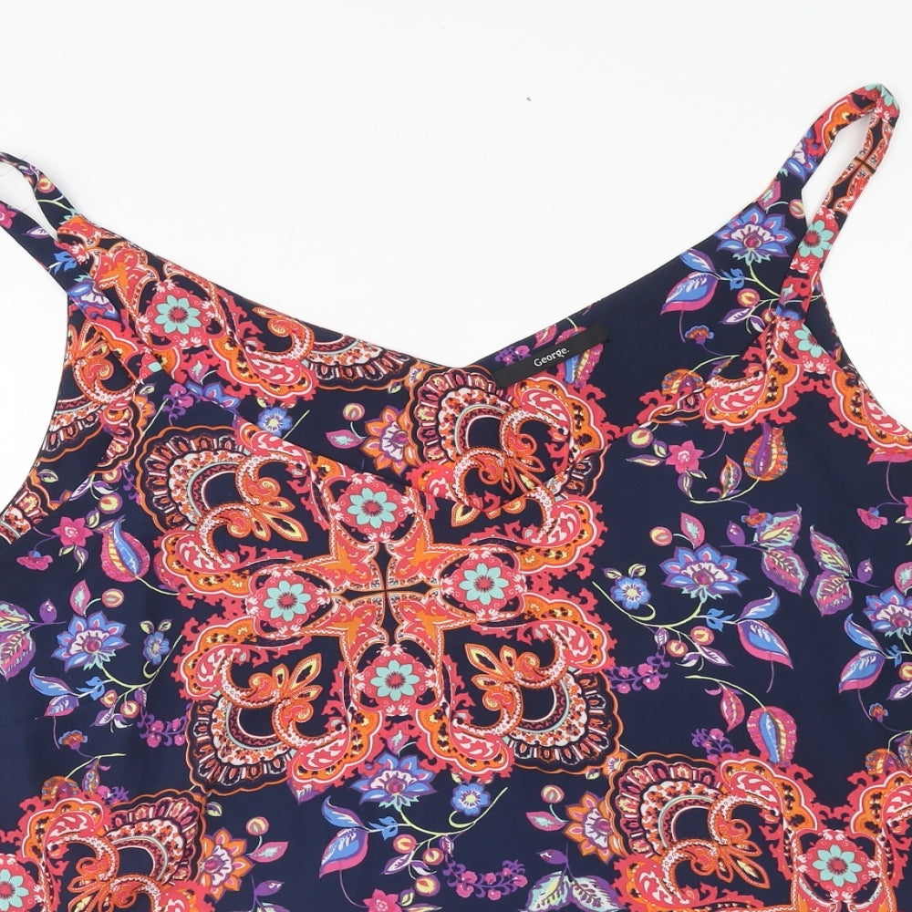 George Womens Multicoloured Geometric Polyester Camisole Tank Size 22 V-Neck
