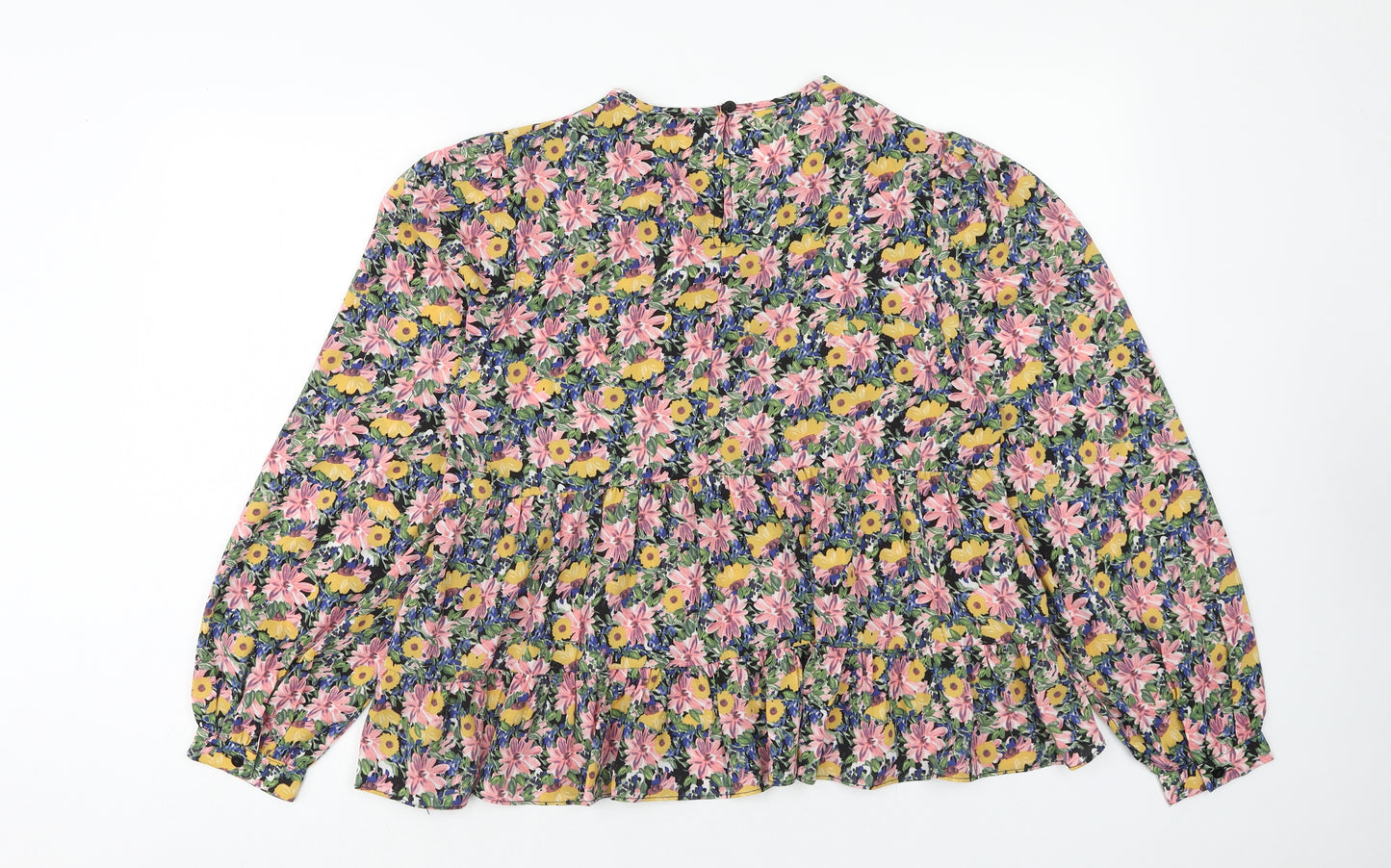 Warehouse Womens Multicoloured Floral Polyester Basic Blouse Size 14 Round Neck