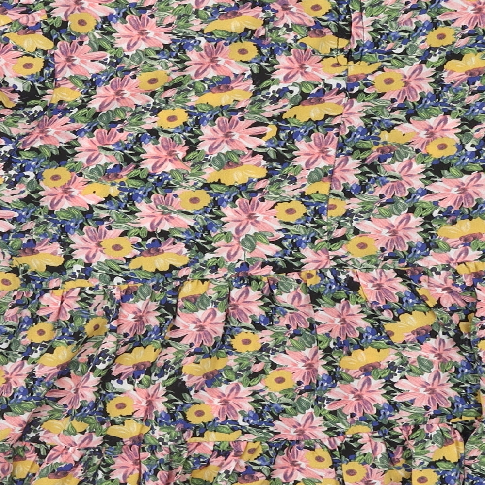 Warehouse Womens Multicoloured Floral Polyester Basic Blouse Size 14 Round Neck