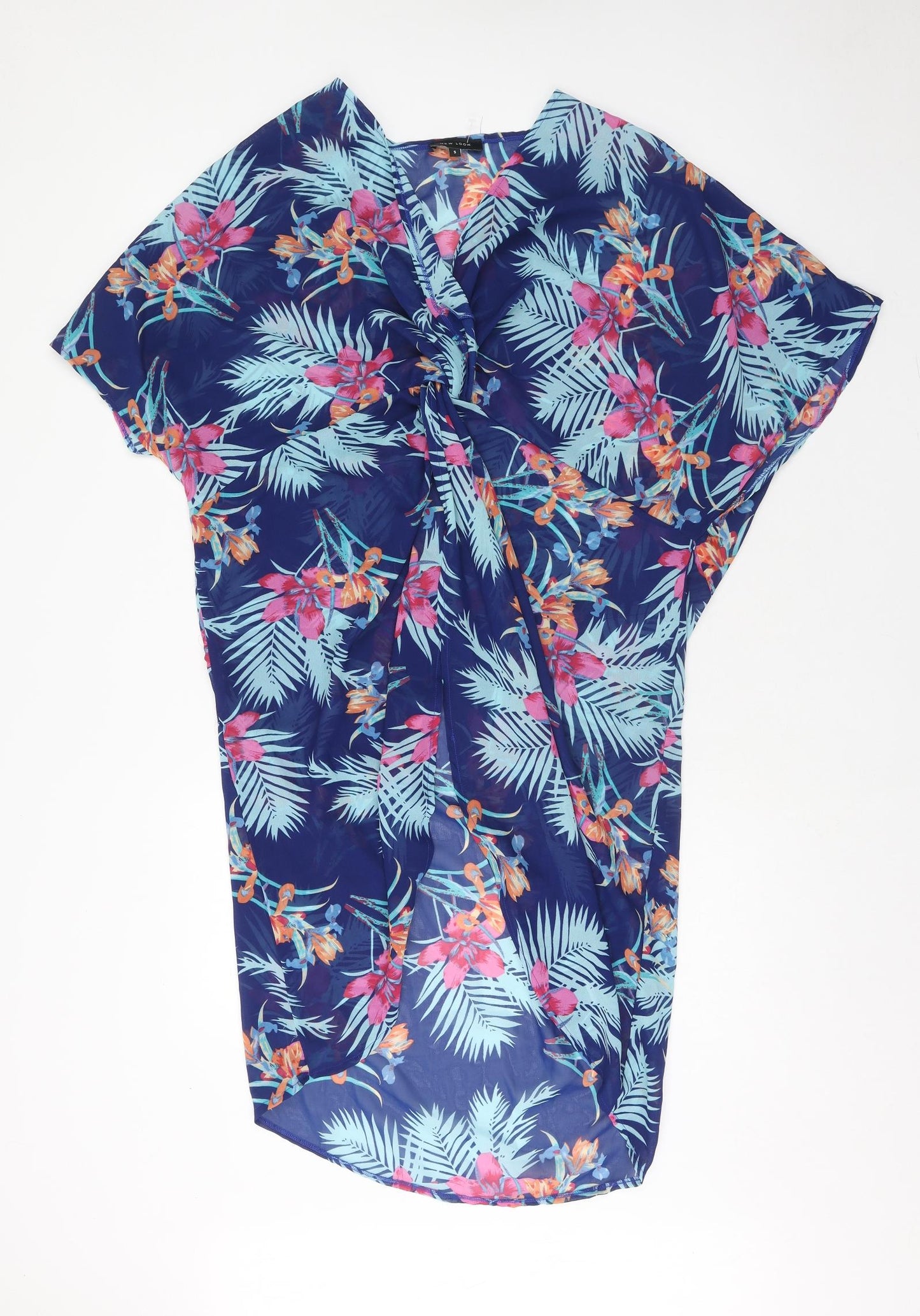 New Look Womens Blue Floral Polyester Kaftan Size S Sweetheart Pullover