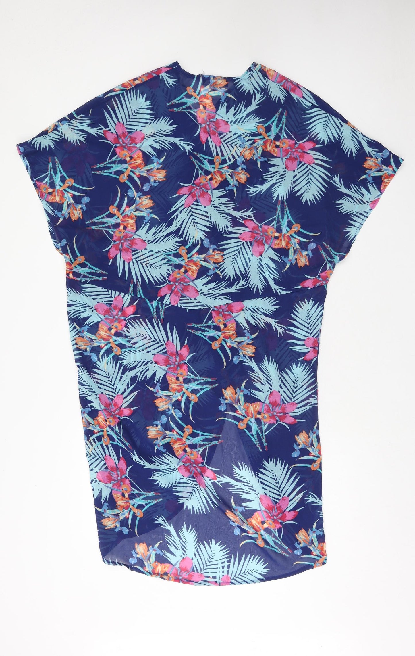 New Look Womens Blue Floral Polyester Kaftan Size S Sweetheart Pullover