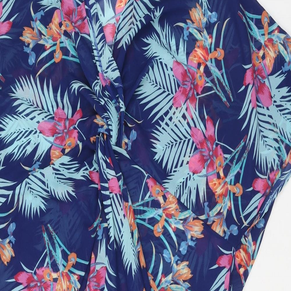 New Look Womens Blue Floral Polyester Kaftan Size S Sweetheart Pullover