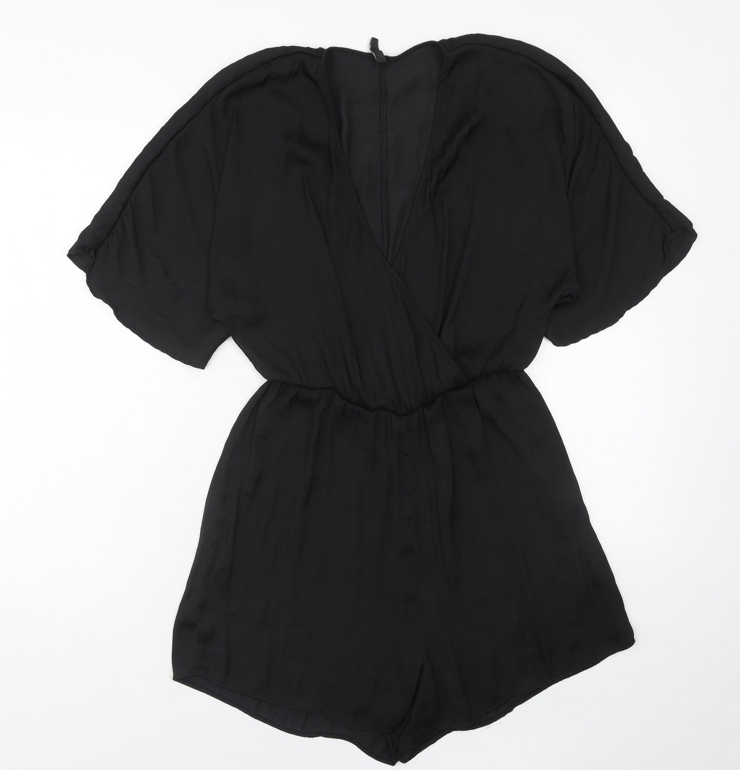 Stradivarius Womens Black Polyester Playsuit One-Piece Size M Pullover