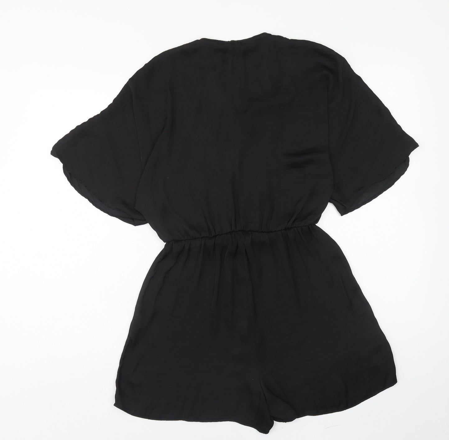 Stradivarius Womens Black Polyester Playsuit One-Piece Size M Pullover