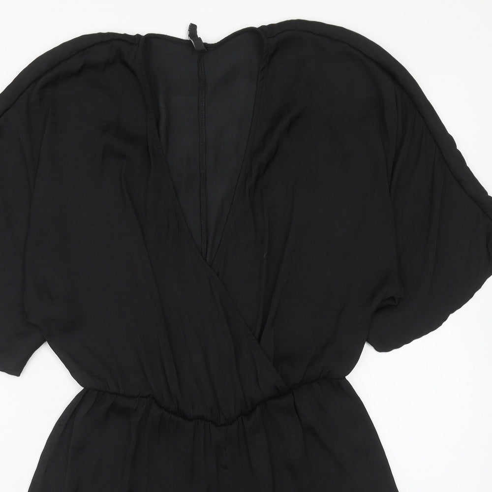 Stradivarius Womens Black Polyester Playsuit One-Piece Size M Pullover