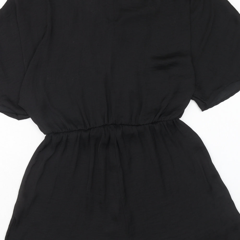 Stradivarius Womens Black Polyester Playsuit One-Piece Size M Pullover