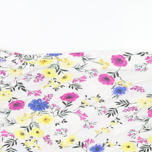 New Look Womens Multicoloured Floral Cotton Basic Blouse Size 12 Off the Shoulder