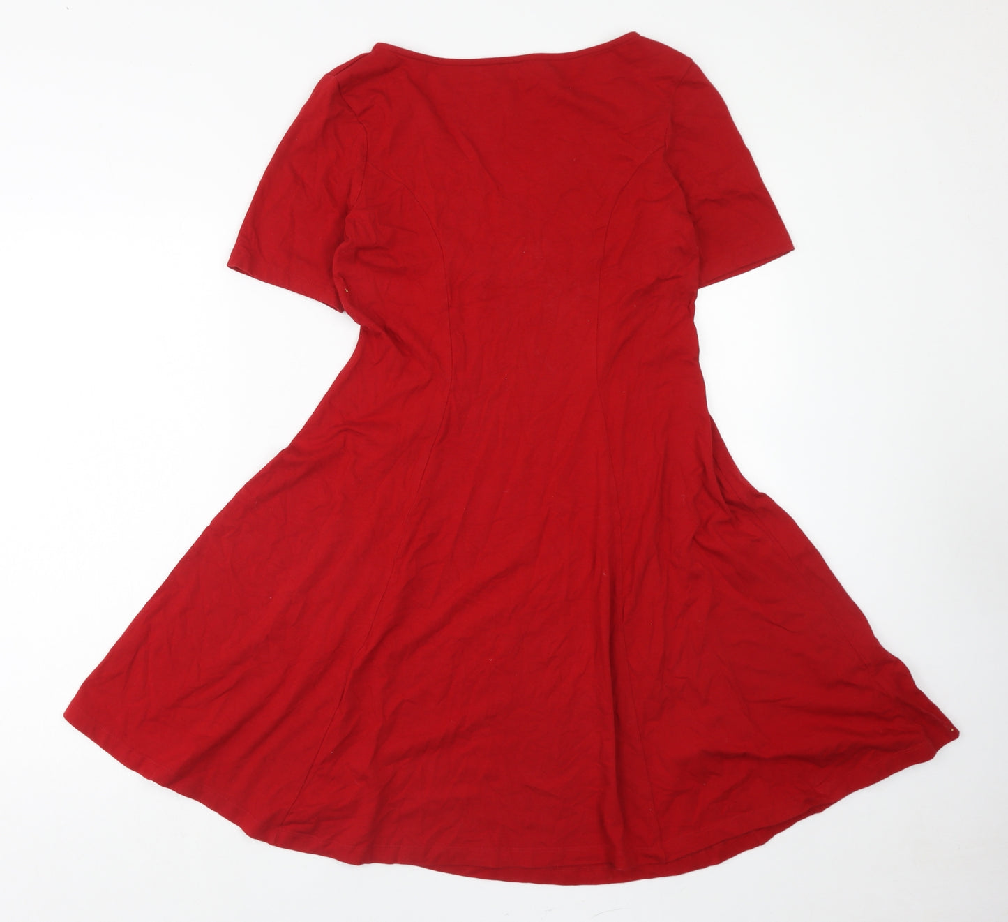 ASOS Womens Red Viscose Skater Dress Size 16 V-Neck Pullover