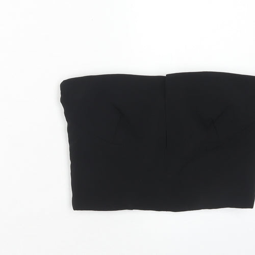 Topshop Womens Black Polyester Cropped Blouse Size 10 Off the Shoulder