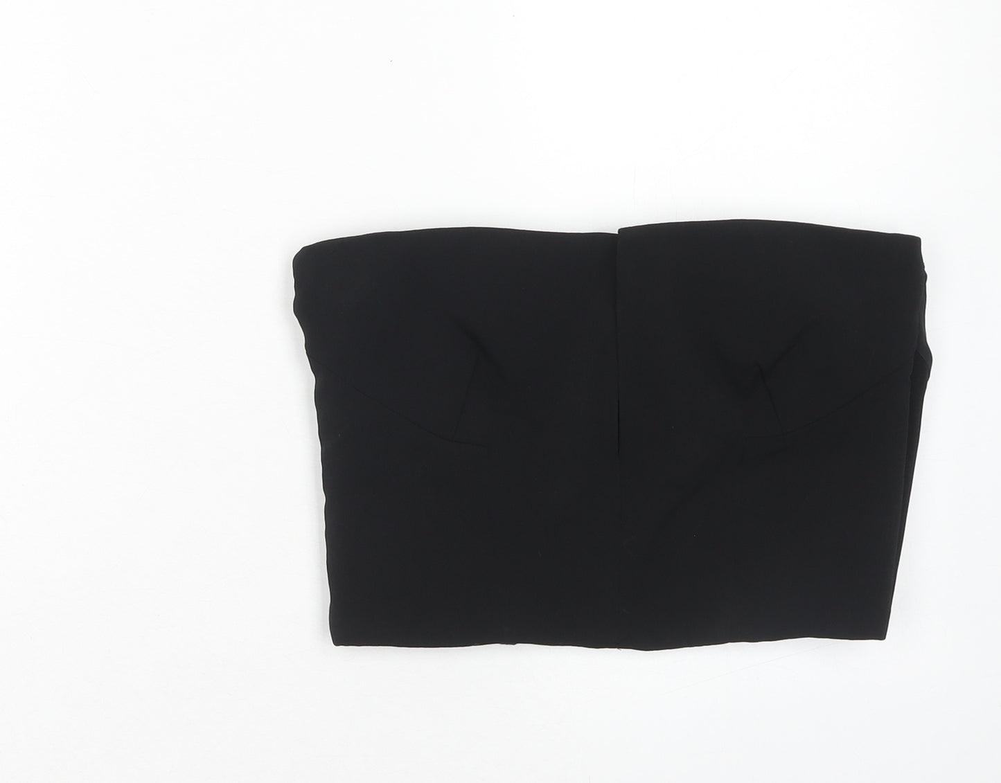 Topshop Womens Black Polyester Cropped Blouse Size 10 Off the Shoulder