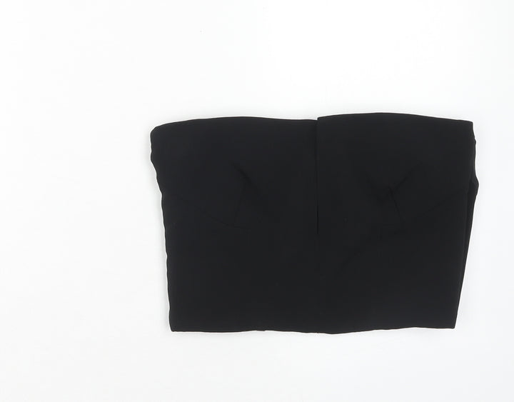 Topshop Womens Black Polyester Cropped Blouse Size 10 Off the Shoulder