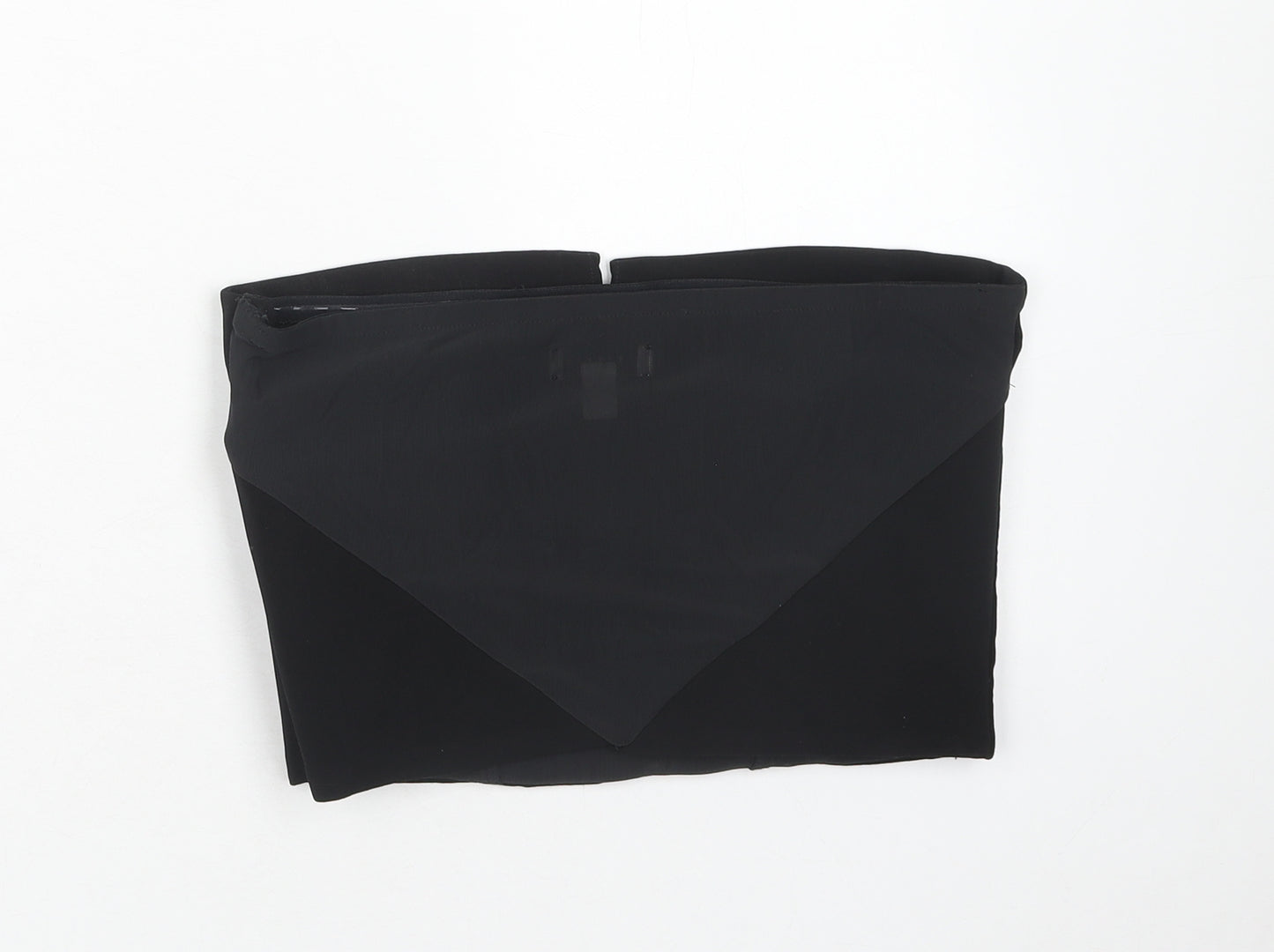 Topshop Womens Black Polyester Cropped Blouse Size 10 Off the Shoulder