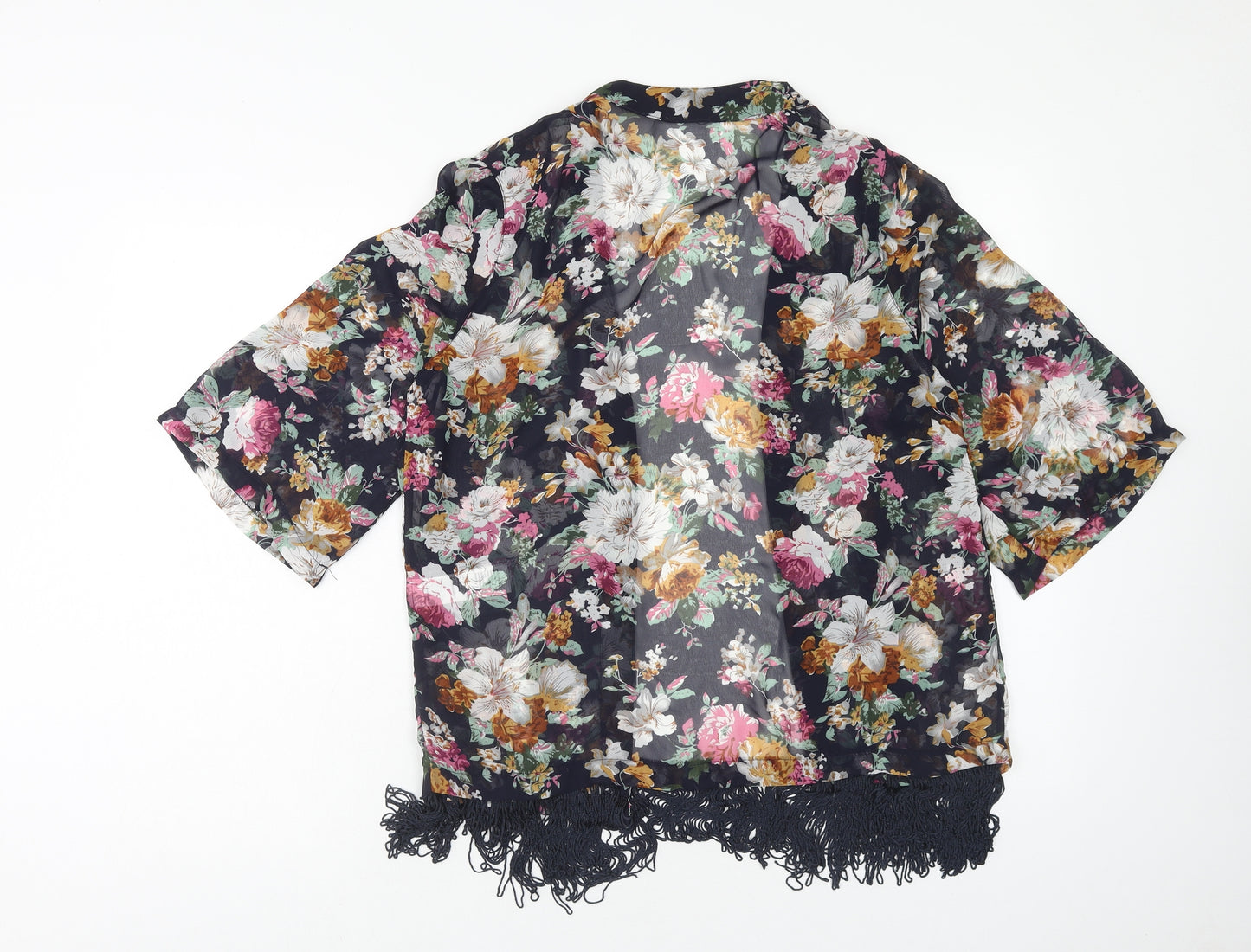 New Look Womens Multicoloured Floral Polyester Kimono Blouse Size 14 V-Neck