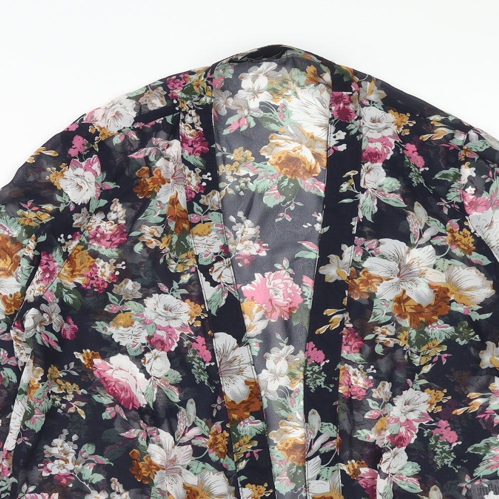 New Look Womens Multicoloured Floral Polyester Kimono Blouse Size 14 V-Neck