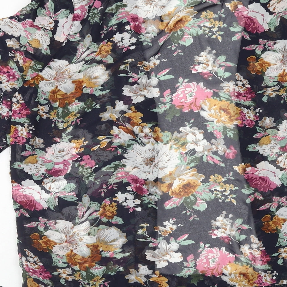 New Look Womens Multicoloured Floral Polyester Kimono Blouse Size 14 V-Neck