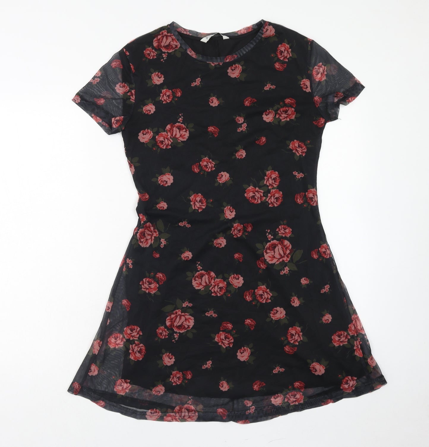 Stradivarius Womens Red Floral Polyester Fit & Flare Size L Round Neck Pullover