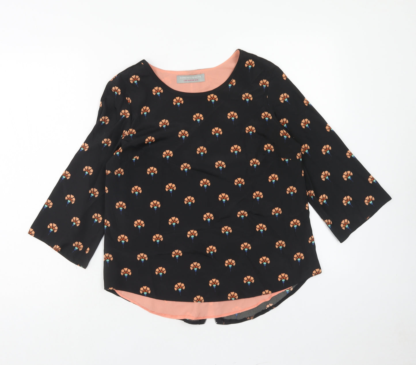 Dorothy Perkins Womens Black Geometric Polyester Basic Blouse Size 10 Boat Neck