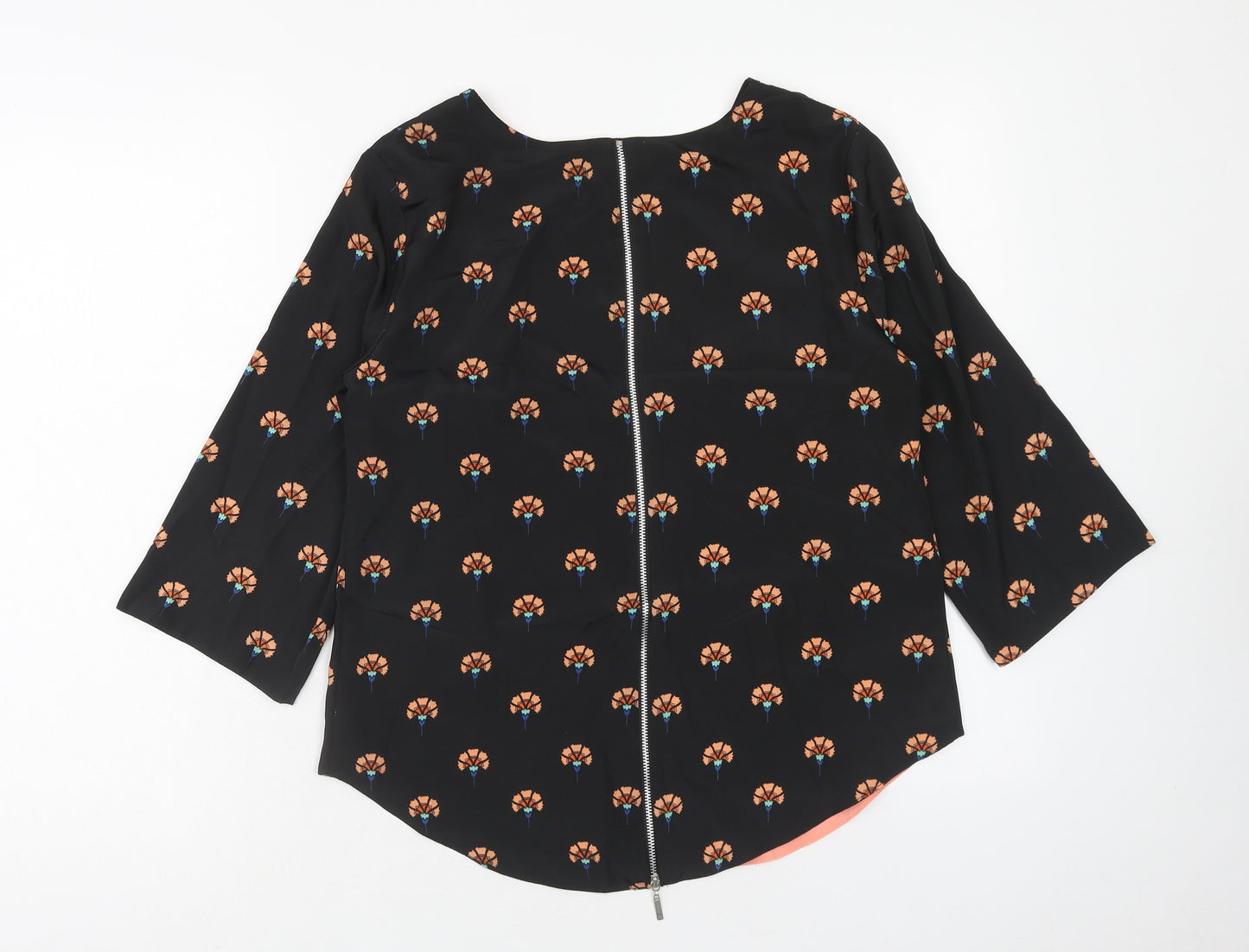 Dorothy Perkins Womens Black Geometric Polyester Basic Blouse Size 10 Boat Neck