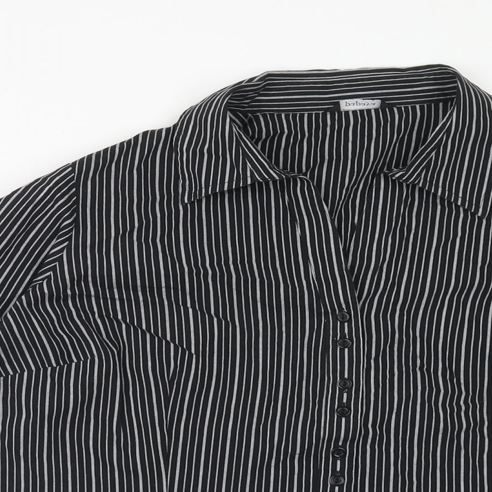 Papaya Womens Black Striped Cotton Basic Button-Up Size 18 Collared