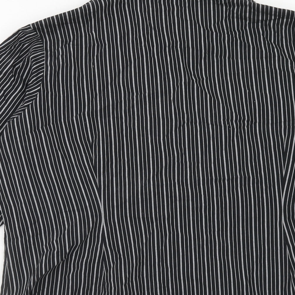 Papaya Womens Black Striped Cotton Basic Button-Up Size 18 Collared