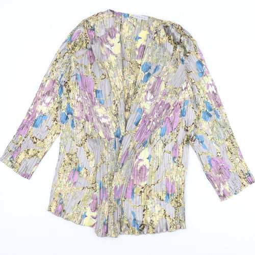Chesca Womens Multicoloured Geometric Polyester Kimono Blouse Size 6 V-Neck - Plisse