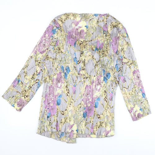 Chesca Womens Multicoloured Geometric Polyester Kimono Blouse Size 6 V-Neck - Plisse