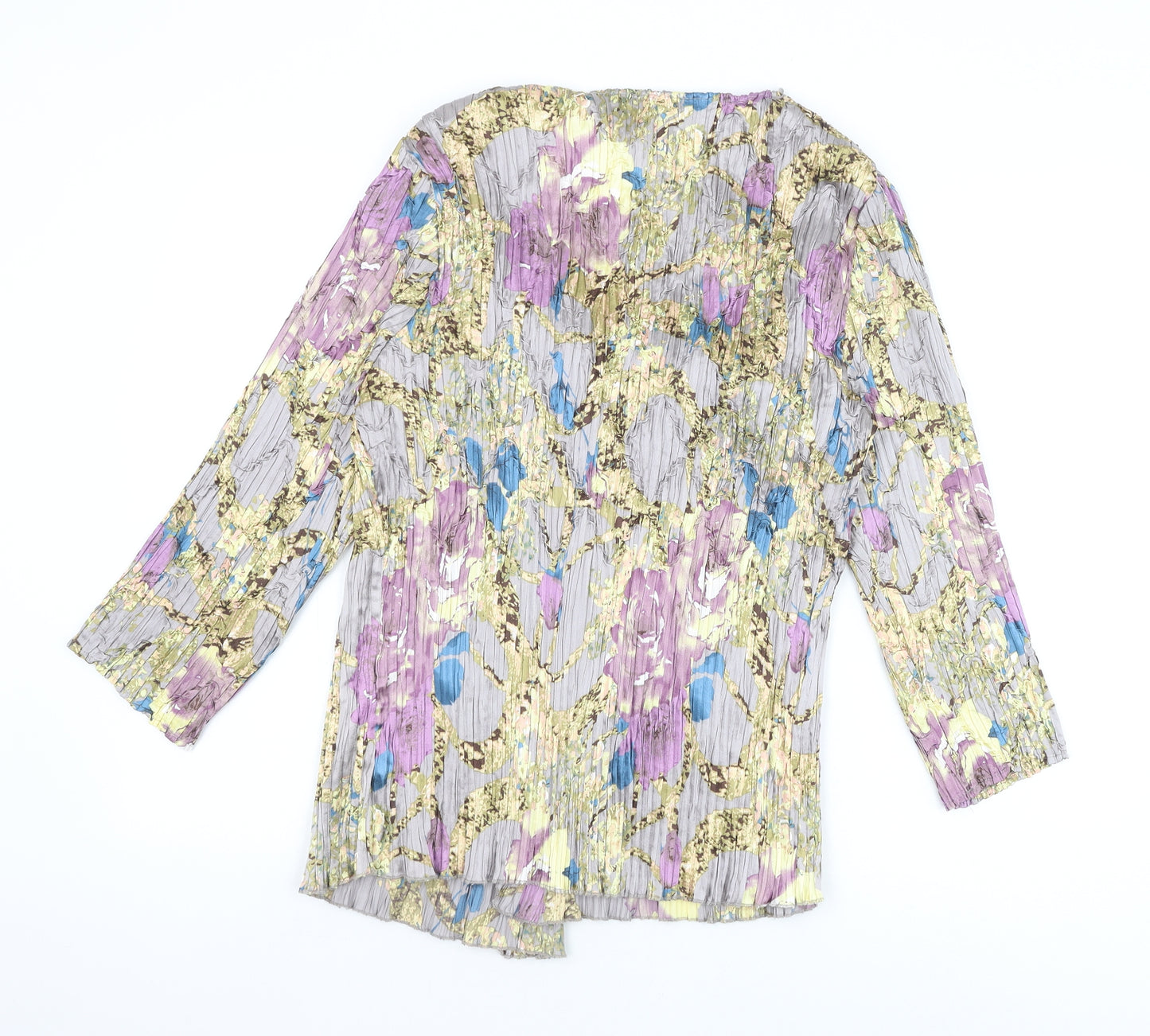 Chesca Womens Multicoloured Geometric Polyester Kimono Blouse Size 6 V-Neck - Plisse