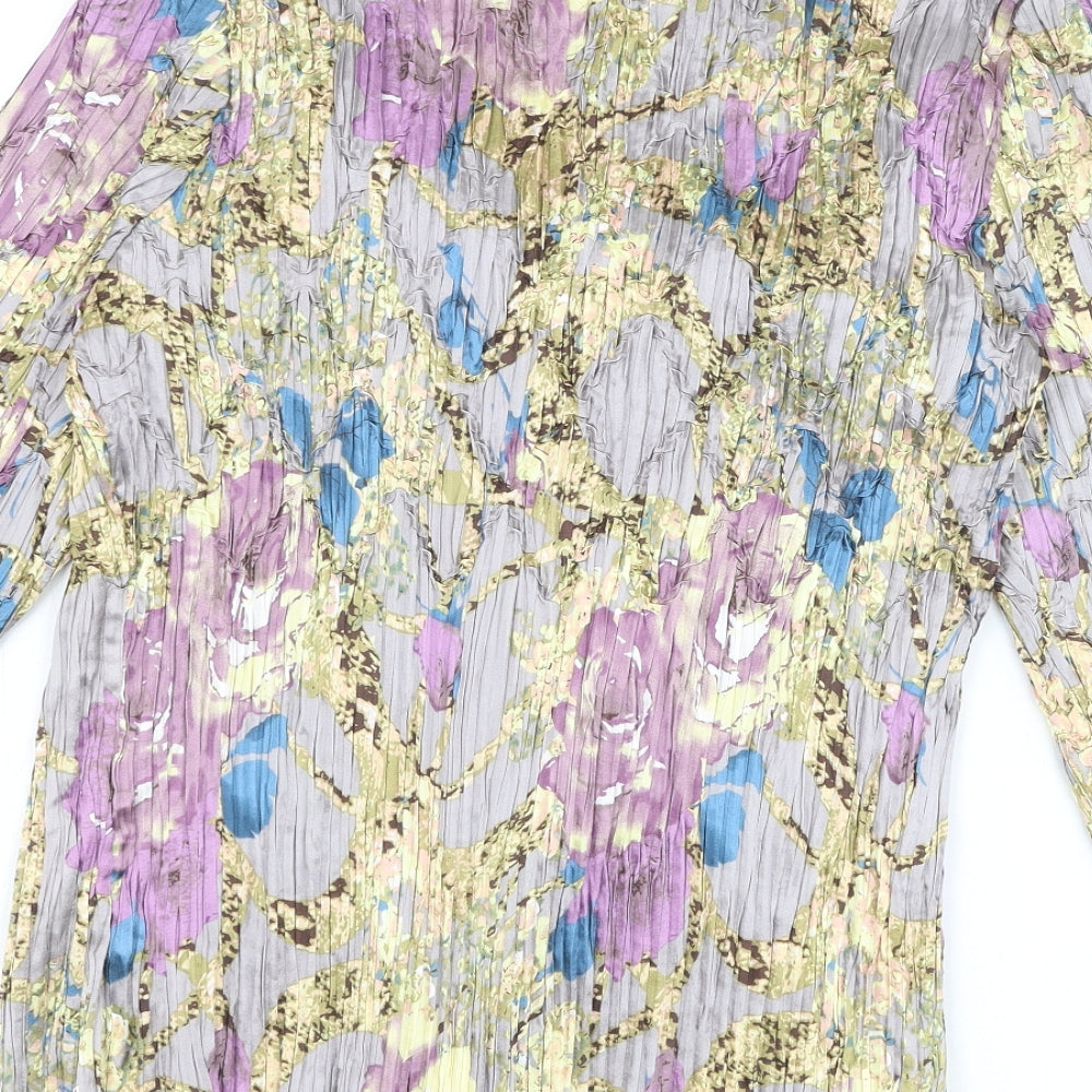 Chesca Womens Multicoloured Geometric Polyester Kimono Blouse Size 6 V-Neck - Plisse