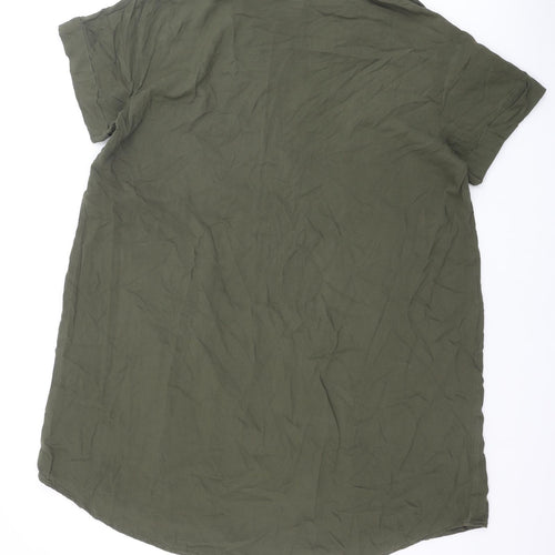 H&M Womens Green Viscose Shift Size 10 V-Neck Pullover