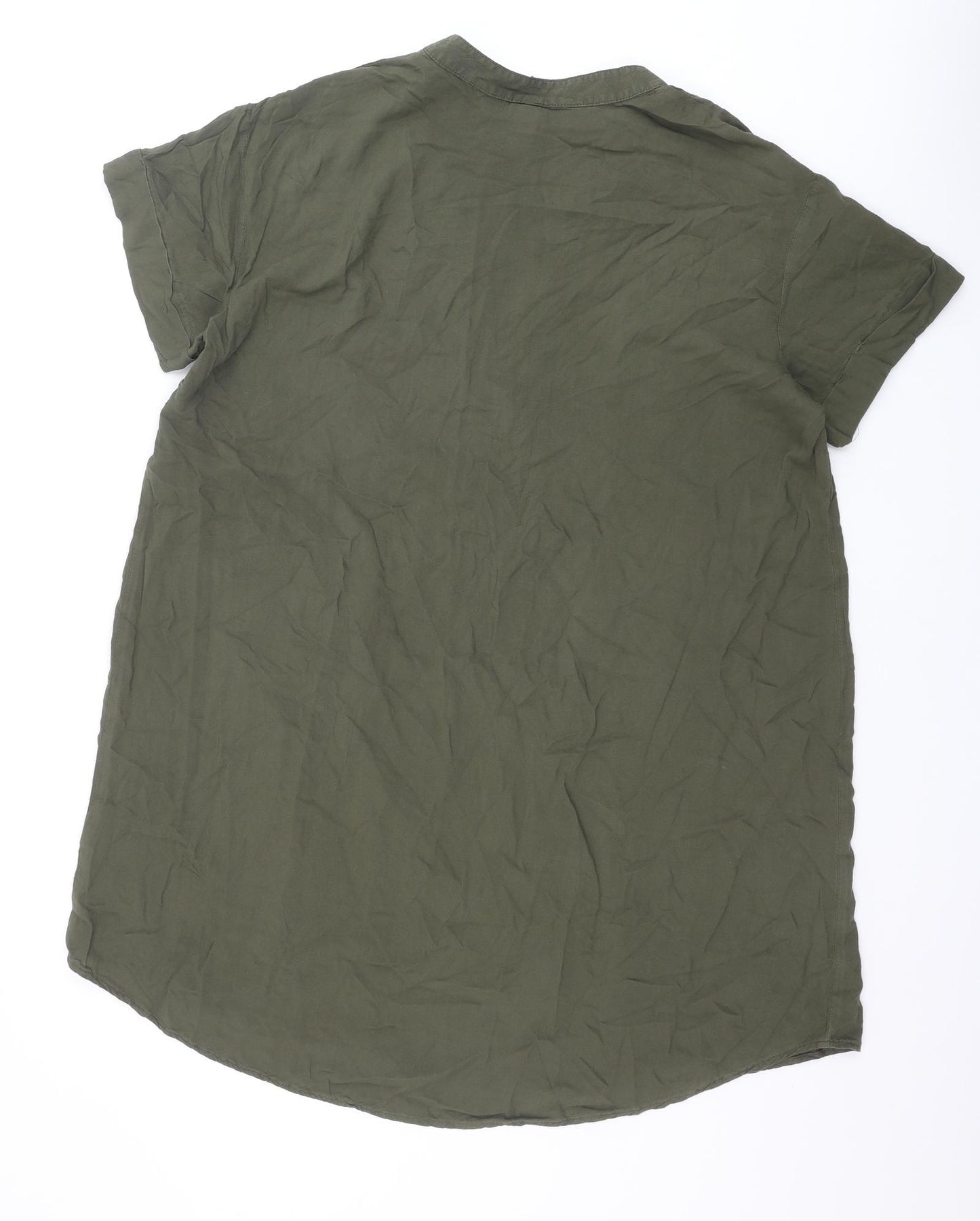 H&M Womens Green Viscose Shift Size 10 V-Neck Pullover