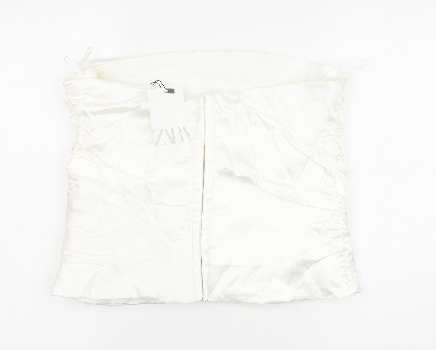 Zara Womens White Polyester Cropped Blouse Size 2XL Off the Shoulder