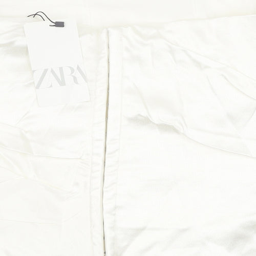 Zara Womens White Polyester Cropped Blouse Size 2XL Off the Shoulder