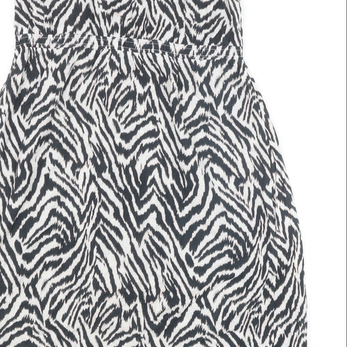 H&M Womens Black Animal Print 100% Cotton A-Line Size S V-Neck Pullover - Zebra Print
