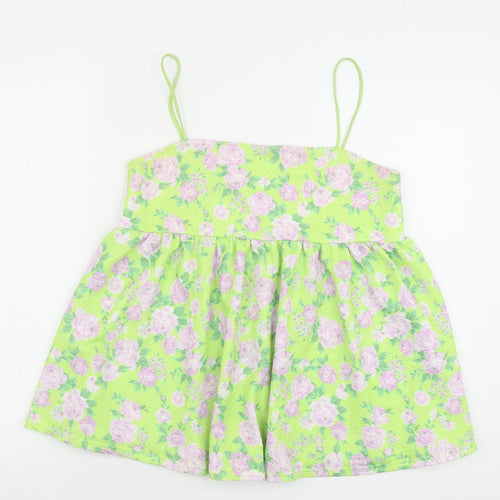 ASOS Womens Green Floral Polyester Camisole Tank Size 8 Square Neck