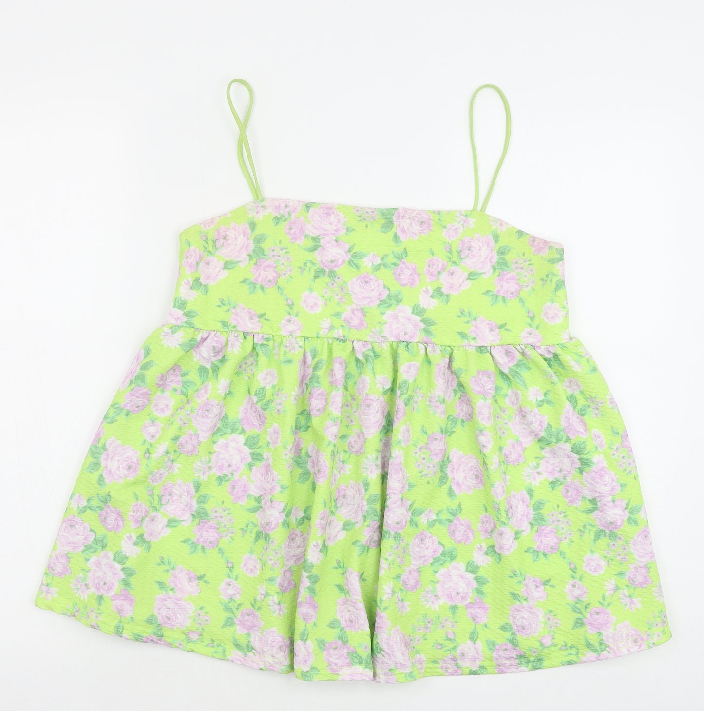 ASOS Womens Green Floral Polyester Camisole Tank Size 8 Square Neck
