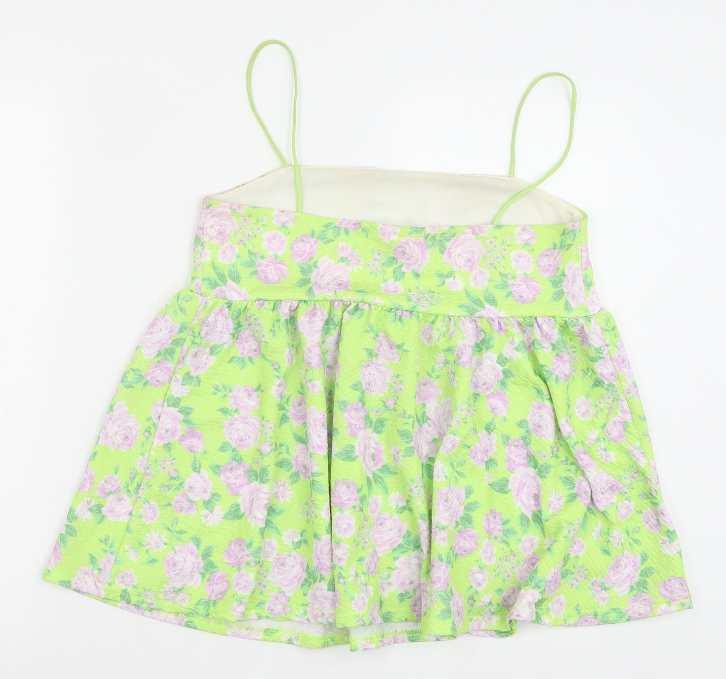 ASOS Womens Green Floral Polyester Camisole Tank Size 8 Square Neck