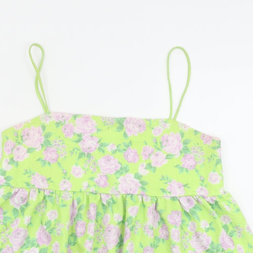 ASOS Womens Green Floral Polyester Camisole Tank Size 8 Square Neck