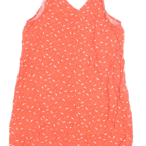 Gap Womens Orange Geometric Viscose Tank Dress Size M V-Neck Pullover