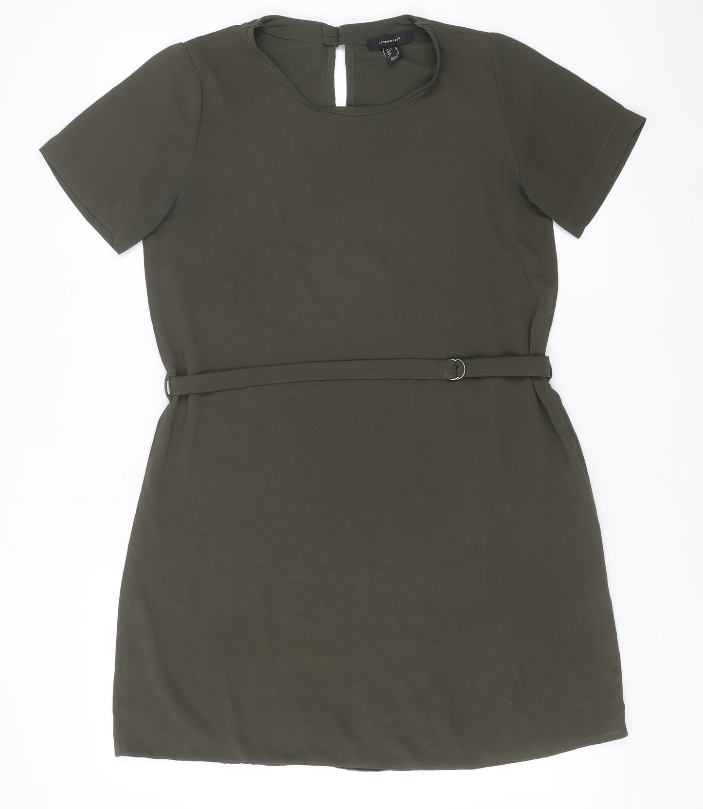 Primark Womens Green Polyester T-Shirt Dress Size 10 Round Neck Pullover