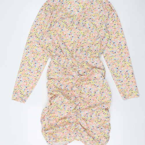 Parisian Womens Multicoloured Floral Polyester Bodycon Size M V-Neck Zip