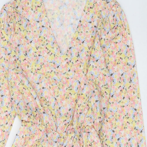 Parisian Womens Multicoloured Floral Polyester Bodycon Size M V-Neck Zip