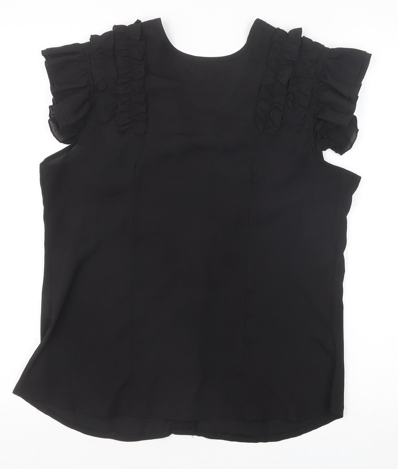 Pussycat London Womens Black Silk Basic Blouse Size L Round Neck