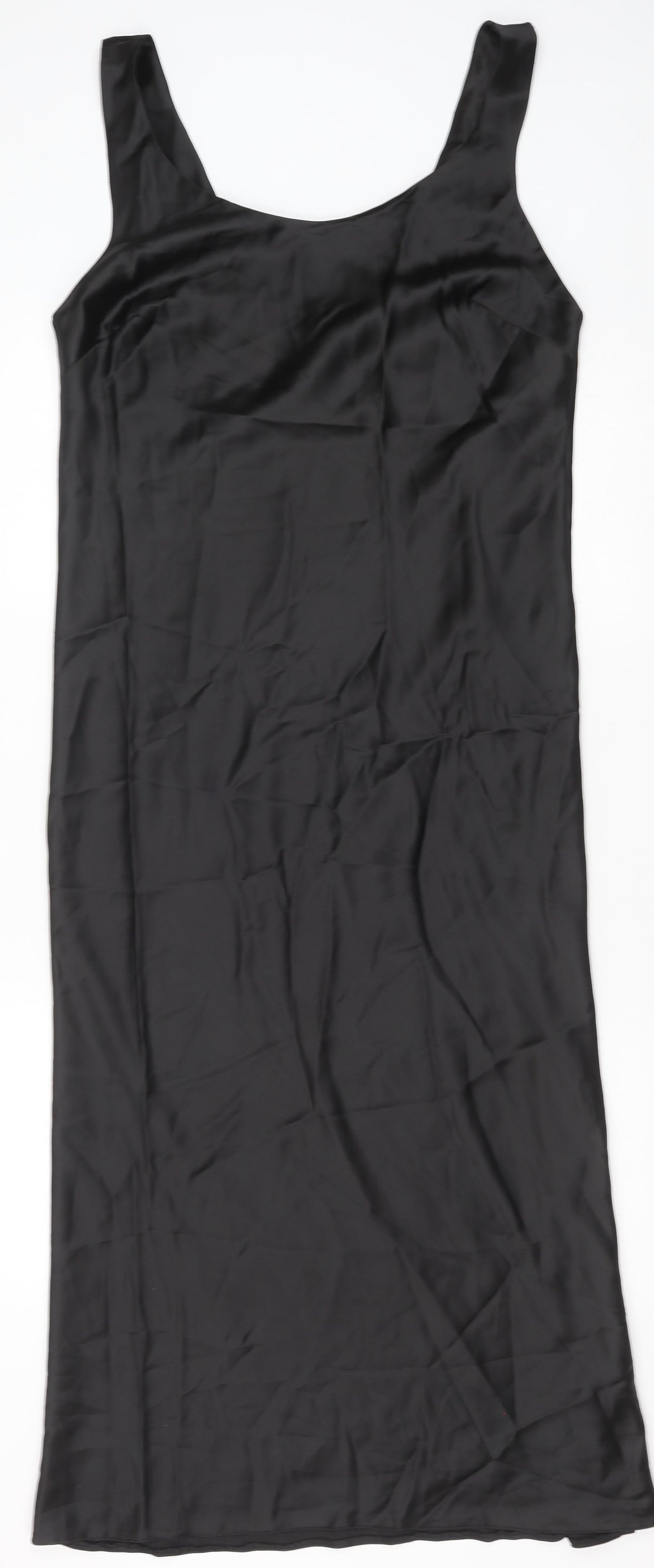 ASOS Womens Black Polyester Tank Dress Size 16 Scoop Neck Pullover