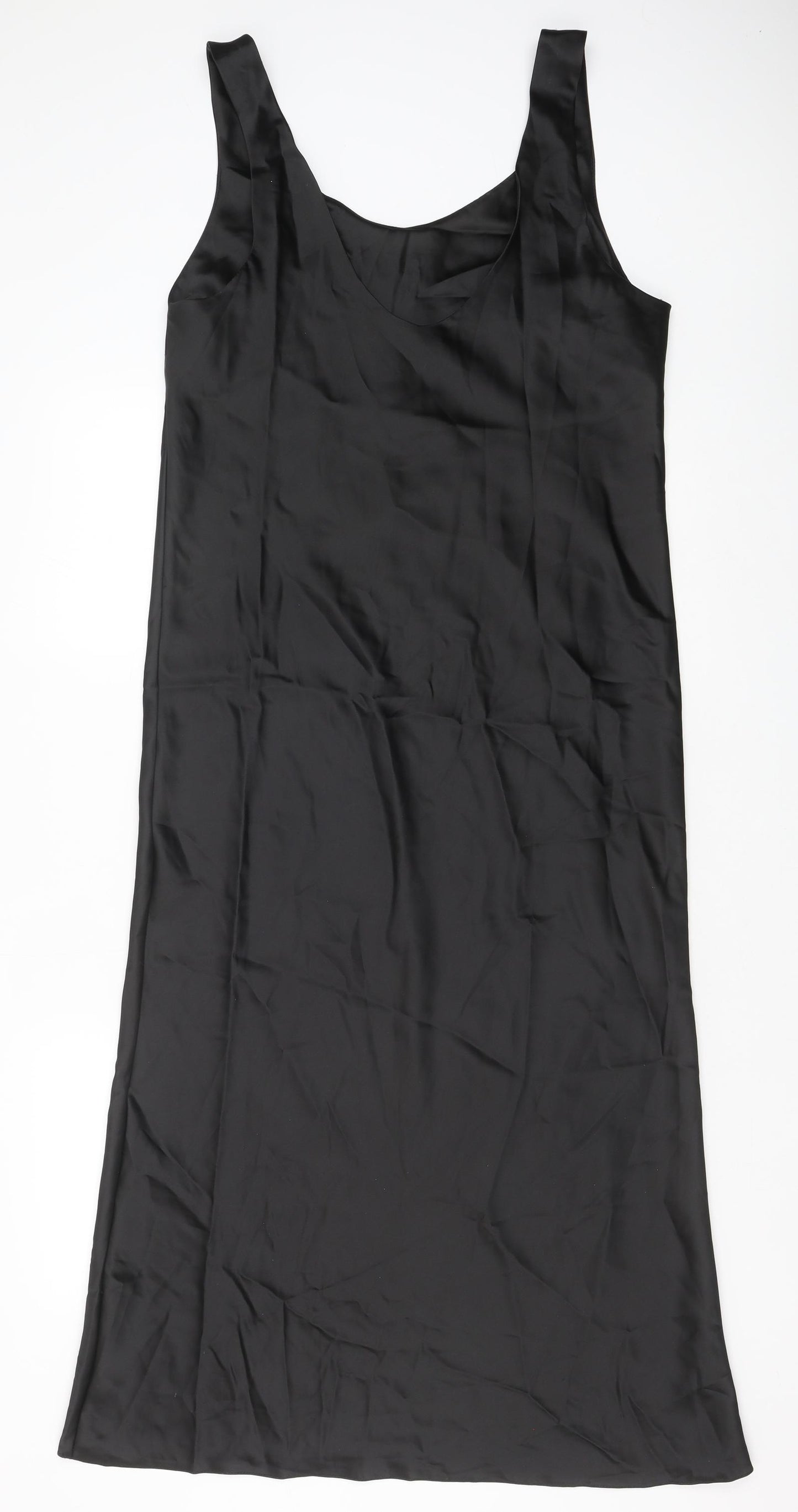 ASOS Womens Black Polyester Tank Dress Size 16 Scoop Neck Pullover