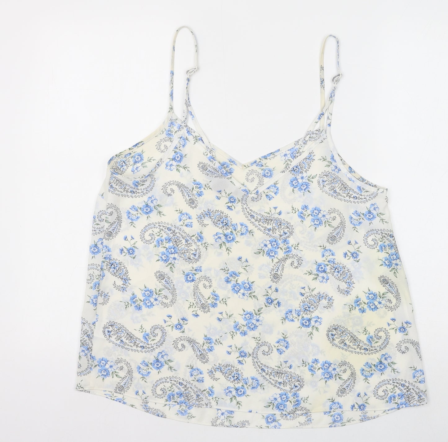 Primark Womens Ivory Paisley Polyester Camisole Tank Size 14 V-Neck