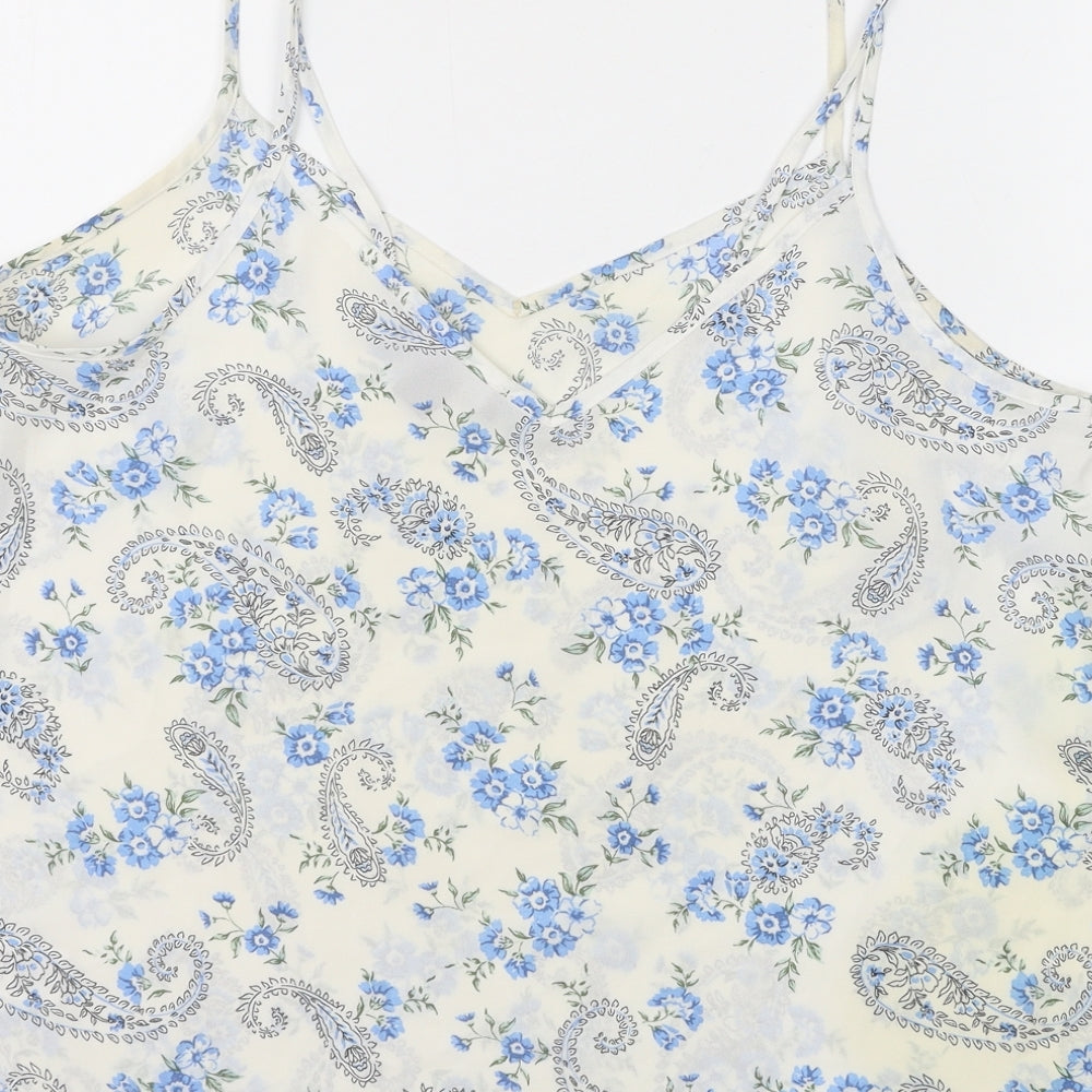 Primark Womens Ivory Paisley Polyester Camisole Tank Size 14 V-Neck