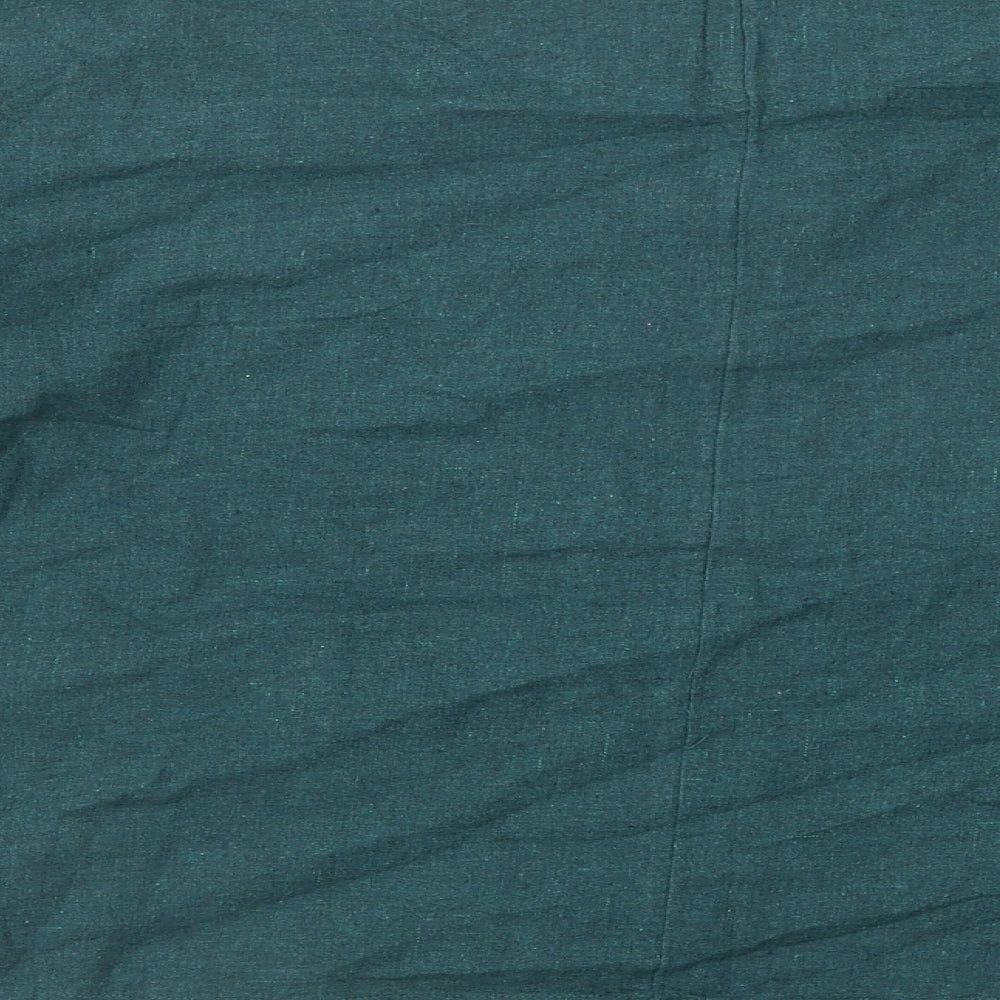 Seasalt Womens Green Cotton Basic Blouse Size 10 Scoop Neck