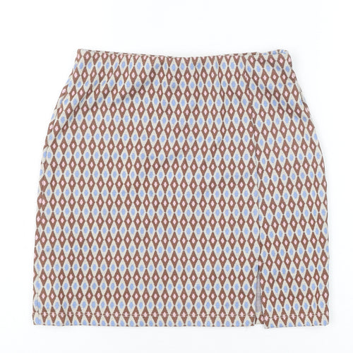 Primark Womens Brown Geometric Polyester Straight & Pencil Skirt Size 6