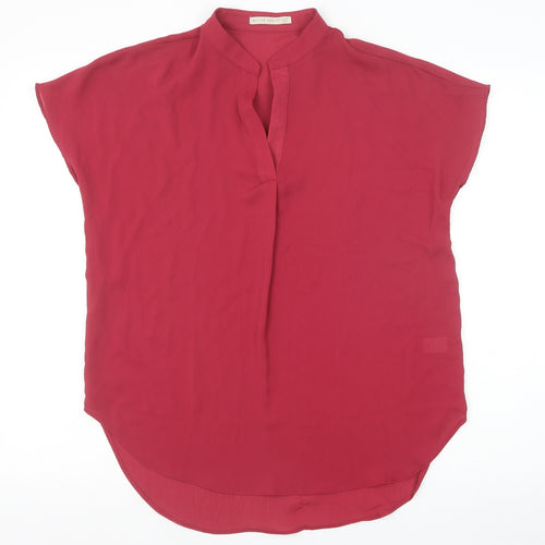 Active USA Womens Red Polyester Basic Blouse Size S V-Neck